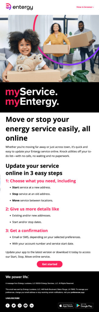 Entergy — We Power Life / Start Stop Move email